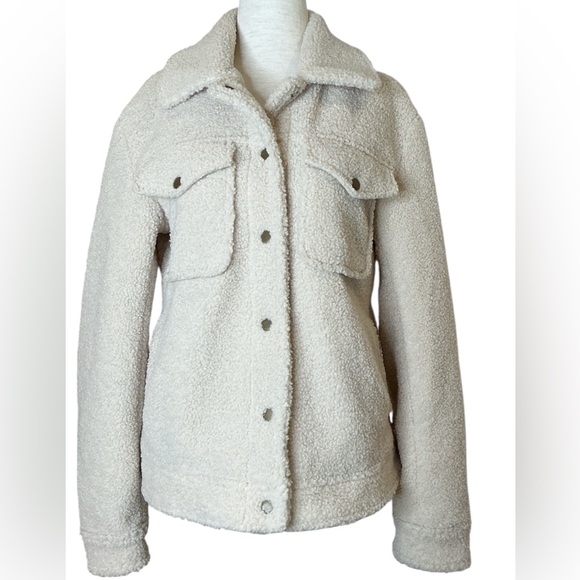 Tularosa Sherpa Buttoned Down Jacket in Cream Color Size XSmall - Picture 1 of 12